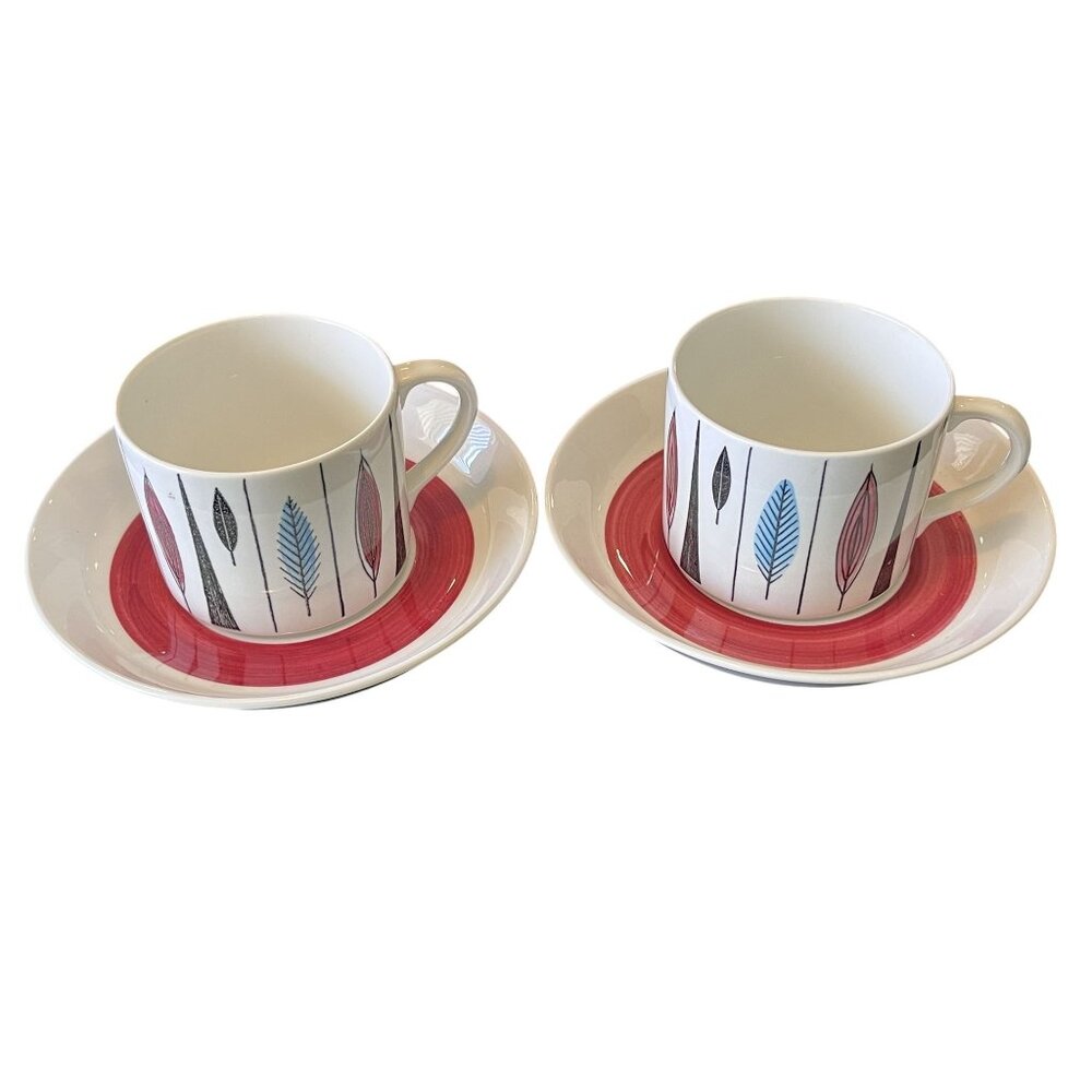 Vintage Rorstrand Sweden Tango Mid Century Cups Saucers Set of 2
